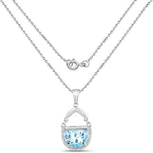 将图片加载到图库查看器，4.08 Carat Genuine Swiss Blue Topaz &amp; White Topaz .925 Sterling Silver Pendant
