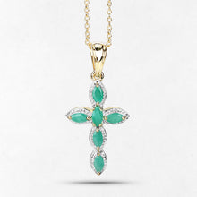 Load image into Gallery viewer, 18K Yellow Gold Plated 0.84 Carat Genuine Emerald .925 Sterling Silver Pendant
