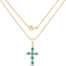 Load image into Gallery viewer, 18K Yellow Gold Plated 0.84 Carat Genuine Emerald .925 Sterling Silver Pendant
