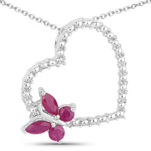 将图片加载到图库查看器，0.52 Carat Genuine Ruby and Created White Sapphire .925 Sterling Silver Pendant
