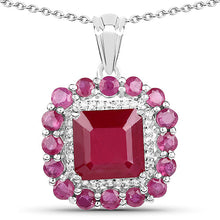 Load image into Gallery viewer, 8.48 Carat Glass Filled Ruby and White Topaz .925 Sterling Silver Pendant
