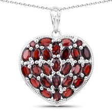 将图片加载到图库查看器，6.98 Carat Genuine Garnet and White Topaz .925 Sterling Silver Pendant
