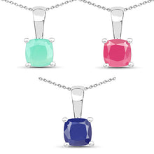 Load image into Gallery viewer, 1.80 Carat Genuine Emerald, Glass Filled Ruby &amp; Glass Filled Sapphire .925 Sterling Silver Pendant
