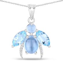 Load image into Gallery viewer, 9.06 Carat Genuine Blue Topaz and White Topaz .925 Sterling Silver Pendant
