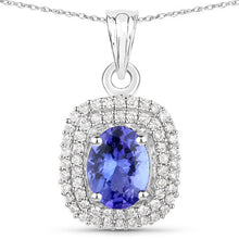 Load image into Gallery viewer, 1.41 Carat Genuine Tanzanite and White Diamond 14K White Gold Pendant
