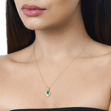 Load image into Gallery viewer, 0.89 Carat Genuine Zambian Emerald and White Diamond 14K Yellow Gold Pendant
