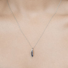 Load image into Gallery viewer, 0.40 Carat Genuine Blue Sapphire and White Diamond 14K White Gold Pendant

