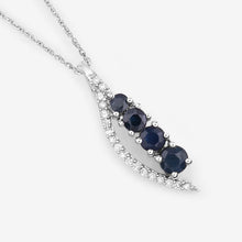 Load image into Gallery viewer, 0.40 Carat Genuine Blue Sapphire and White Diamond 14K White Gold Pendant
