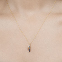 将图片加载到图库查看器，0.40 Carat Genuine Blue Sapphire and White Diamond 14K Yellow Gold Pendant
