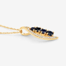 将图片加载到图库查看器，0.40 Carat Genuine Blue Sapphire and White Diamond 14K Yellow Gold Pendant
