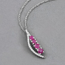 Load image into Gallery viewer, 0.43 Carat Genuine Ruby and White Diamond 14K White Gold Pendant
