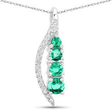 Load image into Gallery viewer, 0.34 Carat Genuine Zambian Emerald and White Diamond 14K White Gold Pendant
