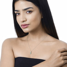 Load image into Gallery viewer, 0.34 Carat Genuine Zambian Emerald and White Diamond 14K White Gold Pendant

