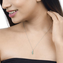 Load image into Gallery viewer, 0.34 Carat Genuine Zambian Emerald and White Diamond 14K White Gold Pendant
