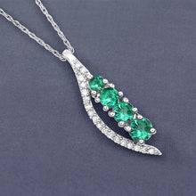 Load image into Gallery viewer, 0.34 Carat Genuine Zambian Emerald and White Diamond 14K White Gold Pendant
