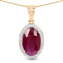 Load image into Gallery viewer, 6.40 Carat Genuine Ruby and White Diamond 14K Yellow Gold Pendant
