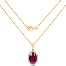 Load image into Gallery viewer, 6.40 Carat Genuine Ruby and White Diamond 14K Yellow Gold Pendant
