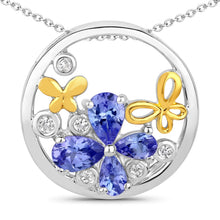 Load image into Gallery viewer, 1.33 Carat Genuine Tanzanite and White Topaz .925 Sterling Silver Pendant

