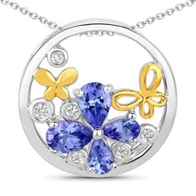 Load image into Gallery viewer, 1.33 Carat Genuine Tanzanite and White Topaz .925 Sterling Silver Pendant
