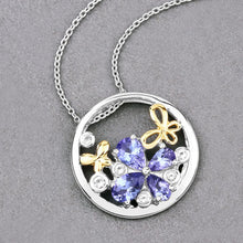 Load image into Gallery viewer, 1.33 Carat Genuine Tanzanite and White Topaz .925 Sterling Silver Pendant
