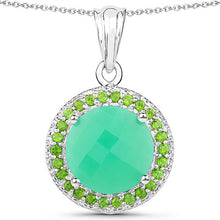 Load image into Gallery viewer, 5.32 Carat Genuine Crysopharse and Chrome Diopside .925 Sterling Silver Pendant
