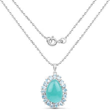Load image into Gallery viewer, 13.28 Carat Genuine Amazonite, Blue Topaz And White Topaz .925 Sterling Silver Pendant
