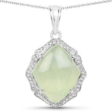 Load image into Gallery viewer, 7.49 Carat Genuine Prehnite And White Topaz .925 Sterling Silver Pendant
