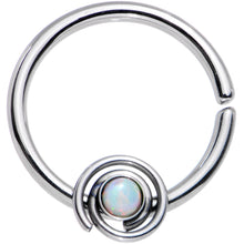 Load image into Gallery viewer, 16G 3/8 White Synthetic Opal Swirl Set Circular Ring
