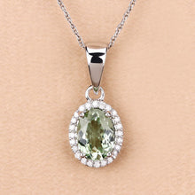 Load image into Gallery viewer, 1.27 Carat Genuine Green Tourmaline and White Diamond 14K White Gold Pendant
