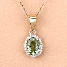 Load image into Gallery viewer, 1.27 Carat Genuine Green Tourmaline and White Diamond 14K Yellow Gold Pendant
