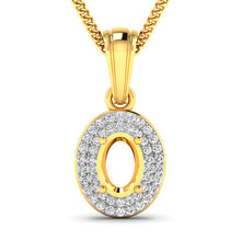 将图片加载到图库查看器，0.17 Carat Genuine White Diamond 14K Yellow Gold Semi Mount Pendant - holds 7x5mm Oval Gemstone
