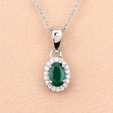 Load image into Gallery viewer, 0.81 Carat Genuine Zambian Emerald and White Diamond 14K White Gold Pendant

