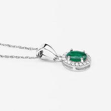 Load image into Gallery viewer, 0.81 Carat Genuine Zambian Emerald and White Diamond 14K White Gold Pendant
