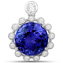 Load image into Gallery viewer, 14.36 Carat Genuine Tanzanite and White Diamond 18K White Gold Pendant
