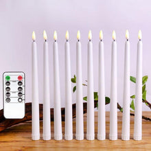 Load image into Gallery viewer, Pack of 12 Yellow Flickering Remote LED Candles Plastic Flameless Remote Taper Candles Flameless Ivory Taper Candles Flickering Battery Operated Led Warm 3D Wick Light Window Candles Real Led For Dinner Party Decoration
