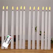 Load image into Gallery viewer, Pack of 12 Yellow Flickering Remote LED Candles Plastic Flameless Remote Taper Candles Flameless Ivory Taper Candles Flickering Battery Operated Led Warm 3D Wick Light Window Candles Real Led For Dinner Party Decoration

