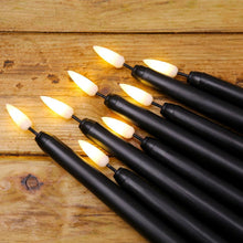 Load image into Gallery viewer, Pack of 6 Black LED Birthday Candles Flameless Taper Candles LED Taper Candles  Led Candle Lights Flickering Candles For Halloween Christmas Yellow/Warm White Plastic Flameless Flickering Battery Operated LED Halloween Candles
