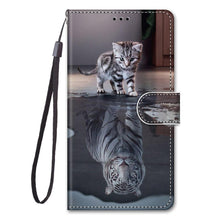 将图片加载到图库查看器，Painted Leather Flip Phone Case For Xiaomi Redmi 8 9 9A 9C 9T Redmi 10 Lion Cat Butterfly Wallet Card Holder Stand Book Cover Colorful PU Leather Wallet Flip Cover Shockproof Card Slots Holder Side Pocket Magnetic Closure Stylish Case

