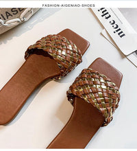 Load image into Gallery viewer, Party Luxury Ladies Slippers Charm Design Open-Toe Beach Flat Sandals Casual Flip Flops Women Shoes Flat Sandals Slip On Slide Sandals Leather Strap Flat Sandals

