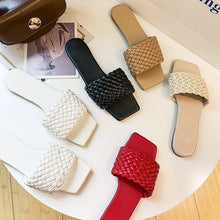 Load image into Gallery viewer, Party Luxury Ladies Slippers Charm Design Open-Toe Beach Flat Sandals Casual Flip Flops Women Shoes Flat Sandals Slip On Slide Sandals Leather Strap Flat Sandals
