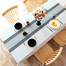 Load image into Gallery viewer, Patchwork Fringed Linen Tablecloth
