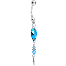 Load image into Gallery viewer, Blue Gem Duo Dangle Belly Ring Created with Crystals
