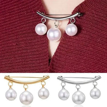 Load image into Gallery viewer, Pearl Fixed Collar Clip Charm Safety Pin
