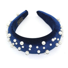 Load image into Gallery viewer, Pearl Headband Special Design Pearl Stone Velvet Hairbands Handmade Women Crown Sponge Thick Head Hoop for Girls Gorgeous Hair Accessories For Women
