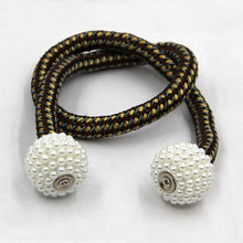 Load image into Gallery viewer, Pearl Magnetic Curtain Clip Tieback Home Decor Buckle Curtain Holder Hanging Ball Rope Straps Holdbacks Room Accessories Strong Magnetic Curtain Tiebacks Pearl Decorative Rope Window Holdbacks For Drapes Home Office

