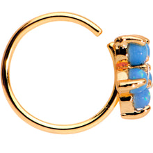 Load image into Gallery viewer, 20G Clear CZ Aqua Faux Opal Rose Gold Tone Flower Circular Ring
