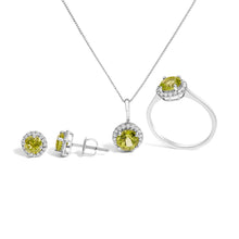 Load image into Gallery viewer, 10K White Gold Purple Amethyst and 3/8 Cttw Diamond Halo Jewelry Set (Earrings, Pendant &amp; Ring)
