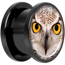 Load image into Gallery viewer, Full Color Owl Black Anodized Screw Fit Plug Set 9/16
