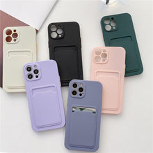将图片加载到图库查看器，Phone Case For iphone 11 12 13 pro max XR X XS Max 12 mini 12 pro Soft Silicone Wallet Card Holder Cover For iPhone Wallet Case Compatible with iPhone 13 Secure Card Wallet Case
