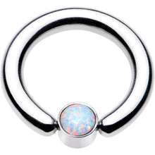 Load image into Gallery viewer, 8G 1/2 White Faux Opal 5mm Disc BCR Captive Ring
